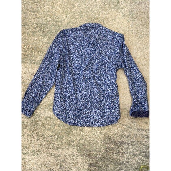 Con.struct Mens Dress Shirt Blue Size Medium 4-Way Stretch Floral - Performance - Picture 6 of 7